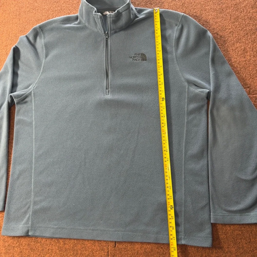 A+ The North Face Mens TKA 100 Glacier 1/4 Zip Fleece‎ Pullover Blue Gray Large
